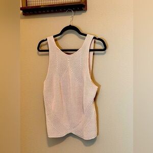 Ribbed High Neck Curved Hem Sweater Tank